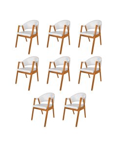 Kit 8 Cadeiras De Jantar Madeira Maciça Cerejeira Premium Helen Facto Branco
