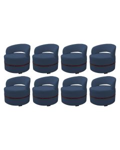 Kit 8 Poltrona Decorativa Luana Estofada para Sala de Estar Linho Azul