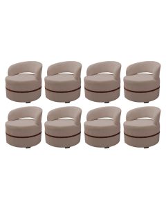 Kit 8 Poltronas para Sala de Estar Decorativa Luxo Luana Linho Bege