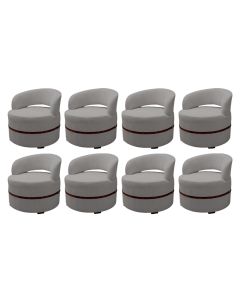 Kit 8 Poltronas Decorativa Luana Estofada para Sala Linho Cinza