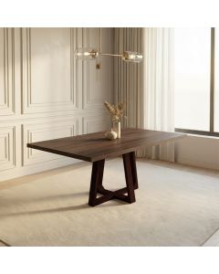 Mesa Jantar Retangular Julia 160cm Tampo Freijó Base Madeira Maciça Castanho 6 Lugares Sala Jantar