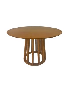 Mesa de Jantar Redonda Rebeca com Base Cone Palito em Madeira 1,30x1,30 Cerejeira