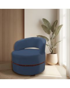 Poltrona Decorativa Luana Estofada para Sala de Estar Linho Azul