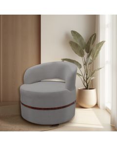 Poltrona Decorativa Luana Estofada para Sala Linho Cinza