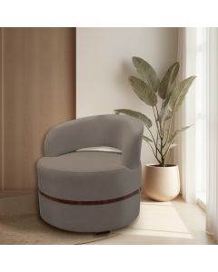 Poltrona para Sala de Estar Recepção Decorativa Luxo Luana Linho Marrom