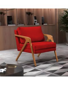 Poltrona Mona Monique Luxo Base Madeira Maciça Cerejeira Veludo Vermelho