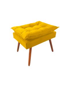 Puff Opala Premium Almofadada para Decoracao Sala de Estar Veludo Amarelo