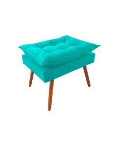 Puff Opala Premium Almofadada para Decoracao Sala de Estar Veludo Azul Turquesa