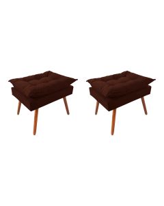 Kit 2 Puff Opala Premium Almofadada para Decoracao Sala de Estar Veludo Marrom