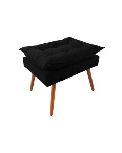 Puff Opala Premium Almofadada para Decoracao Sala de Estar Veludo Preto