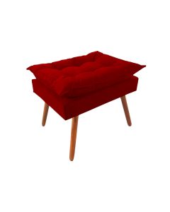 Puff Opala Premium Almofadada para Decoracao Sala de Estar Veludo Vermelho